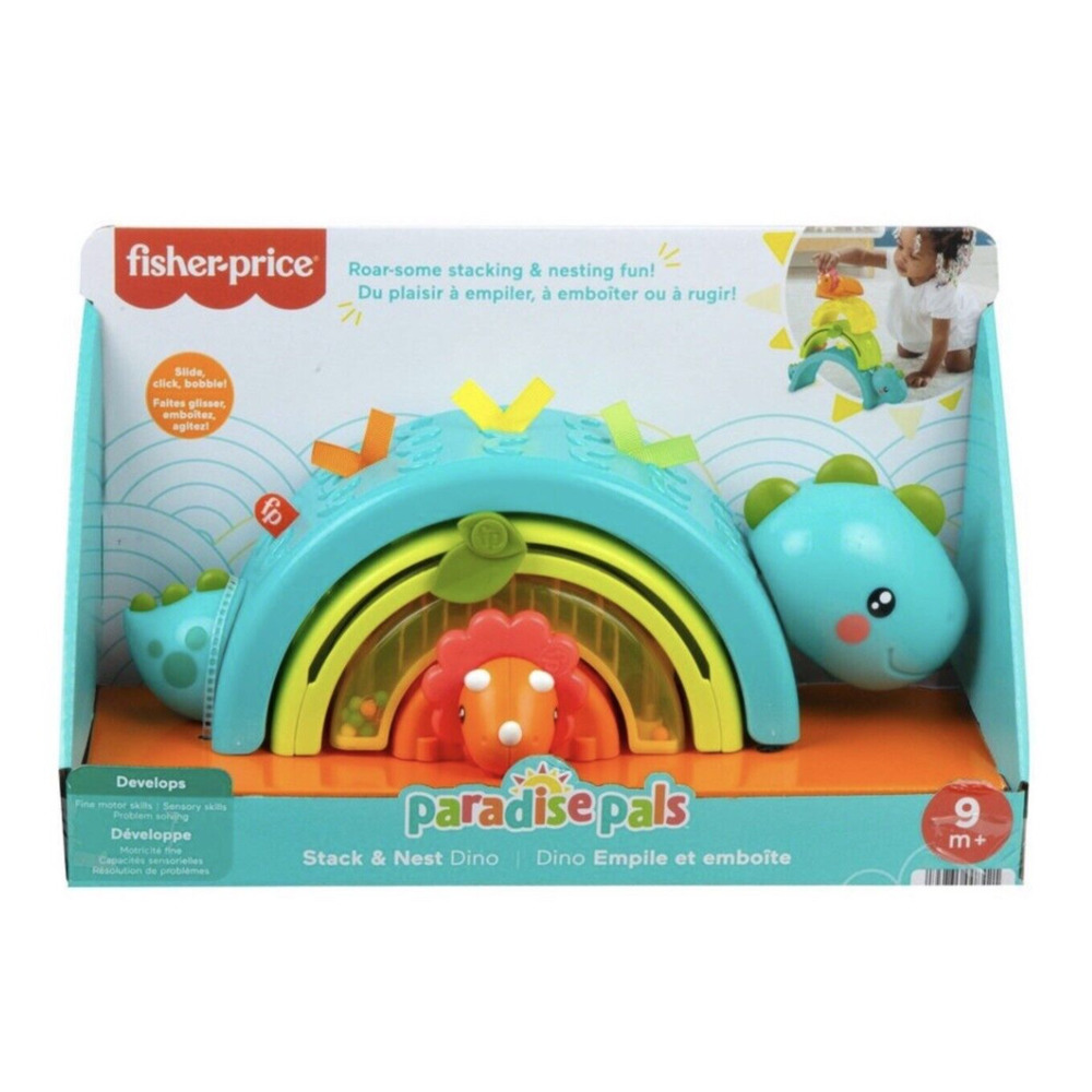NEW Fisher-Price Paradise Pals Stack & Nest Dino 9M + Sensory Skills